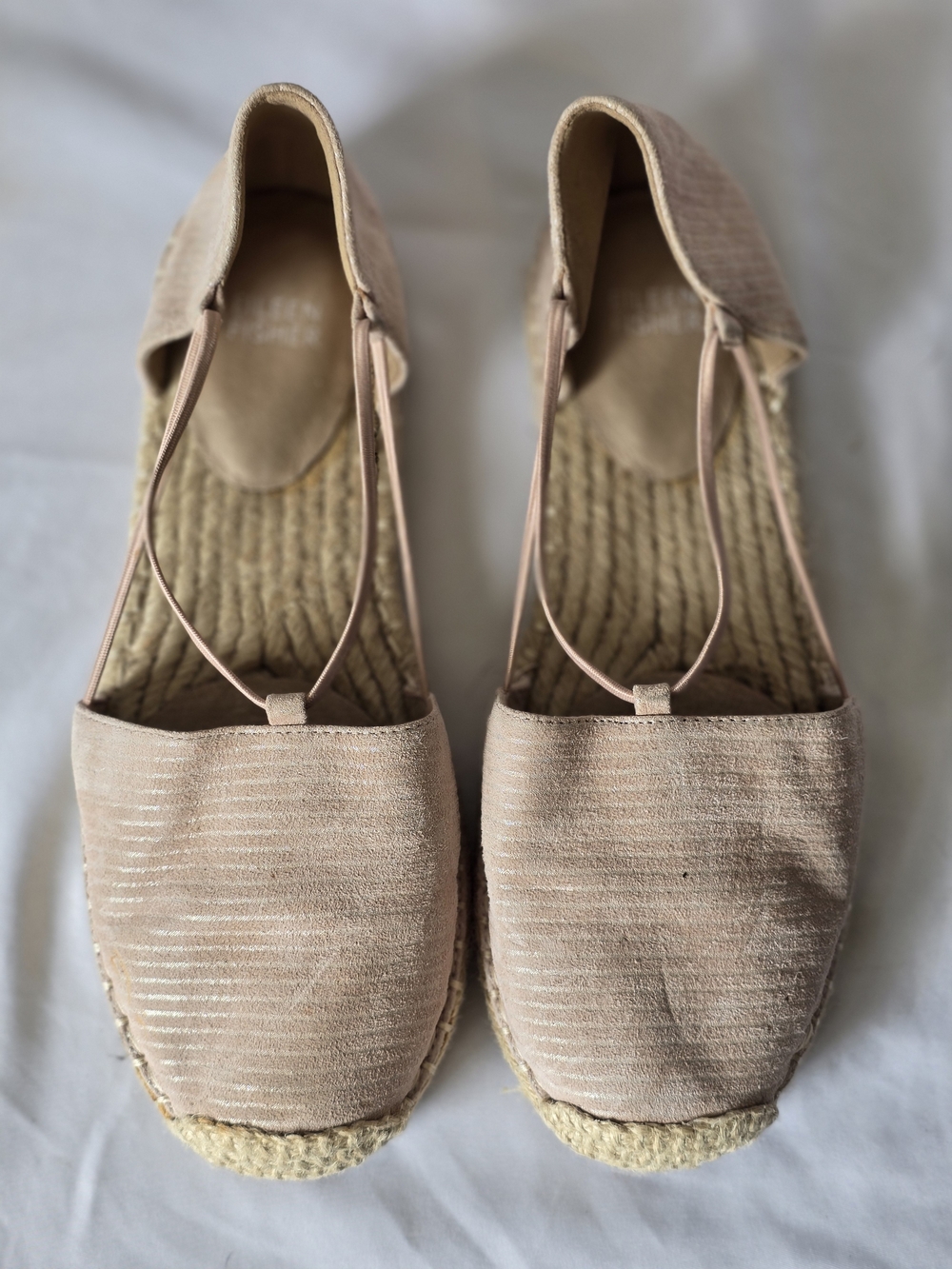 Eileen Fisher Metallic Stripe Suede Lace Up Espadrille Flats